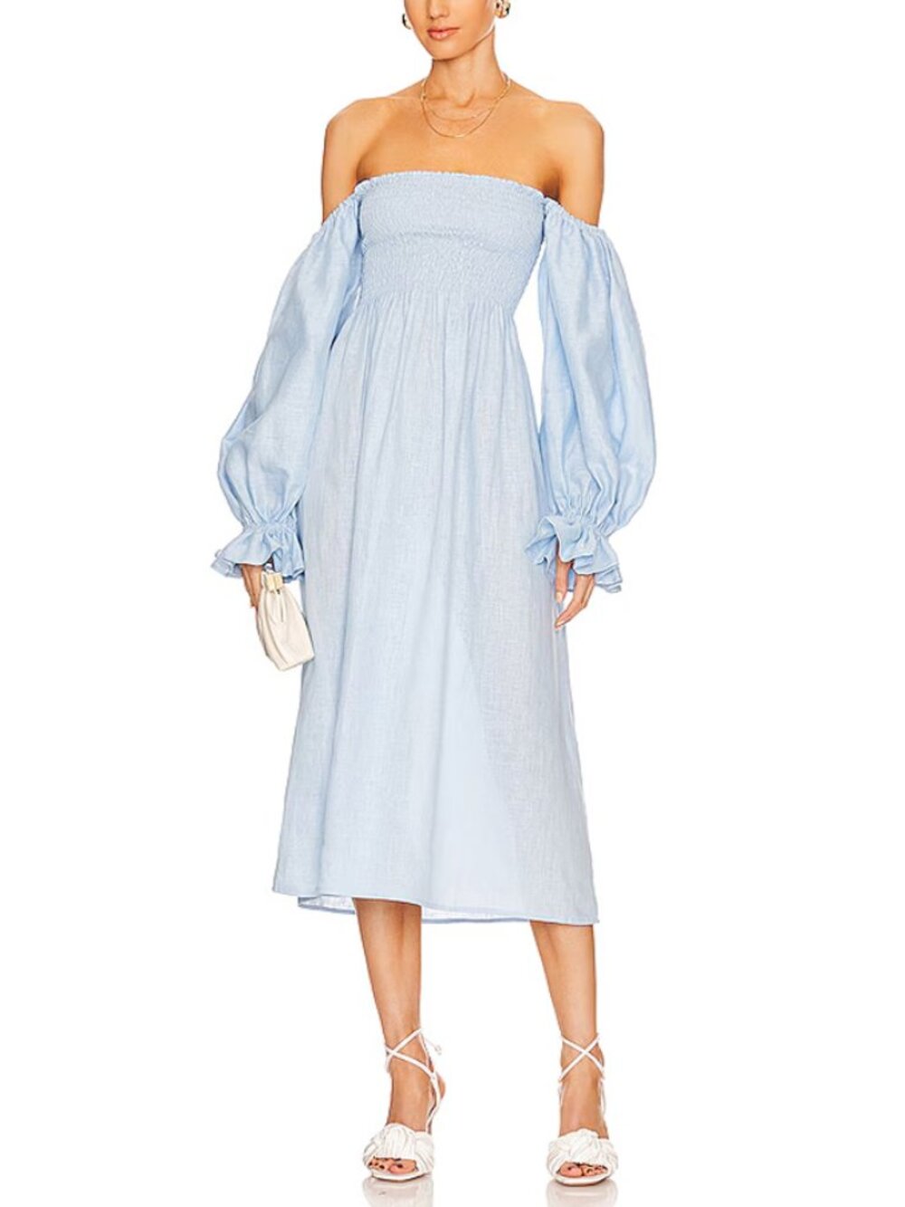 Sleeper Atlanta Linen Dress in Powder Blue Size S